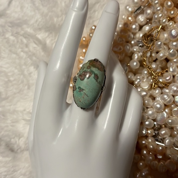 18k white gold turquoise ring - Picture 7 of 8